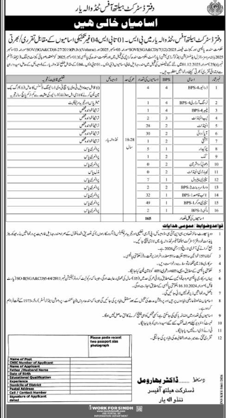 District health office , Tando Allahyar Jobs 2026