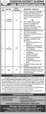 Foundation university Islamabad Jobs 2026