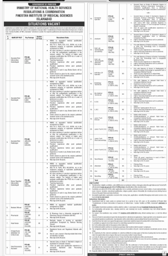Ministry of national health services regulations and coordination Pakistan Jobs 2026