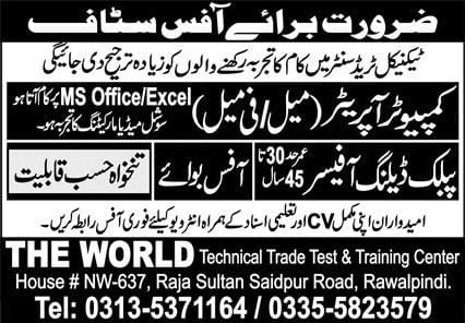 The world technical trade test and training center  Jobs 2026