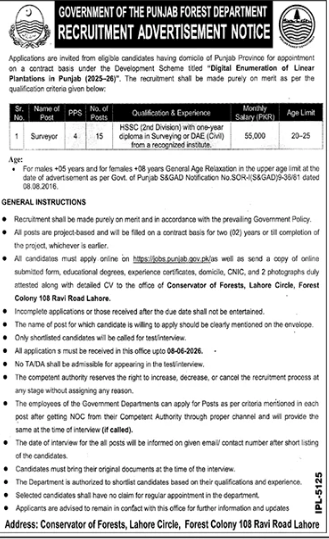 Government of the Punjab forest department Jobs 2026