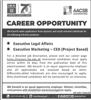IBA Karachi Jobs 2026