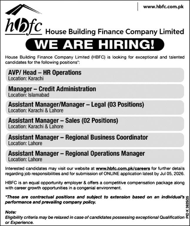 House Building Finance Company Limited Jobs 2026