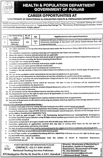 Health and population department Government of Punjab Jobs 2026