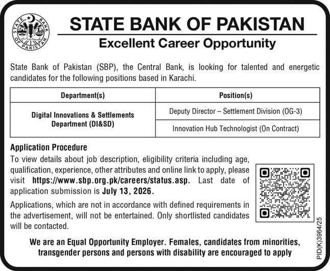 State Bank of Pakistan Jobs 2026
