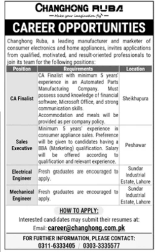 Changhong Ruba Company Jobs 2026