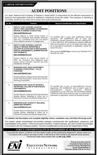 National Grid Company of Pakistan Jobs 2026