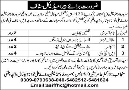 Sarod Foundation Rai Ali Nawaz Hospital Jobs 2026