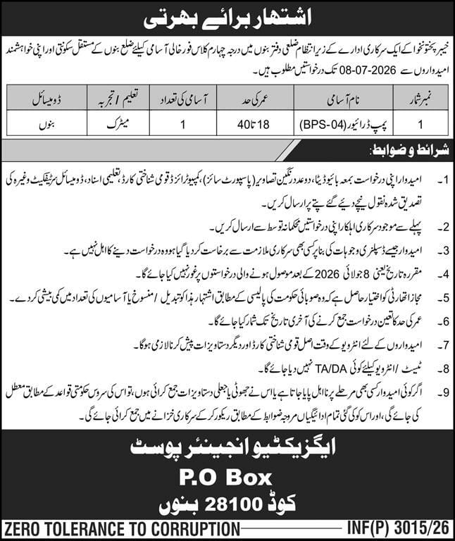 KPK A Government Organization Jobs 2026