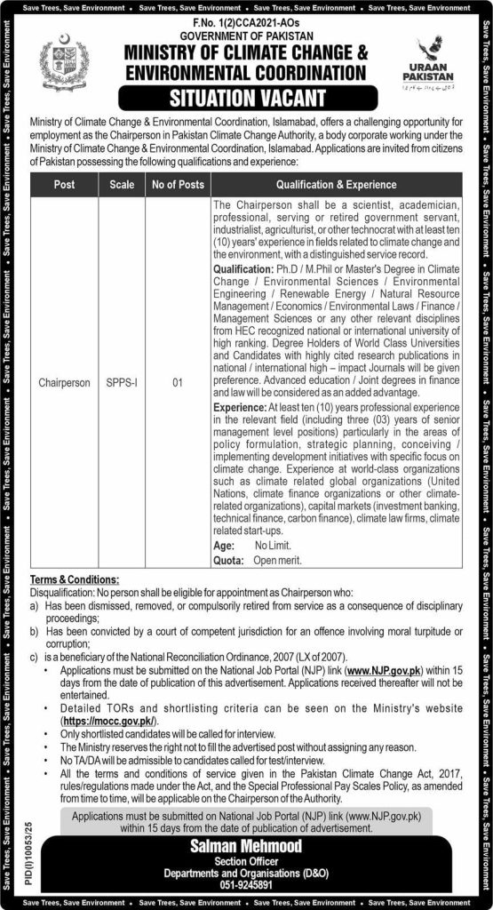 Ministry of Climate Change and Environmental Coordination Jobs 2026