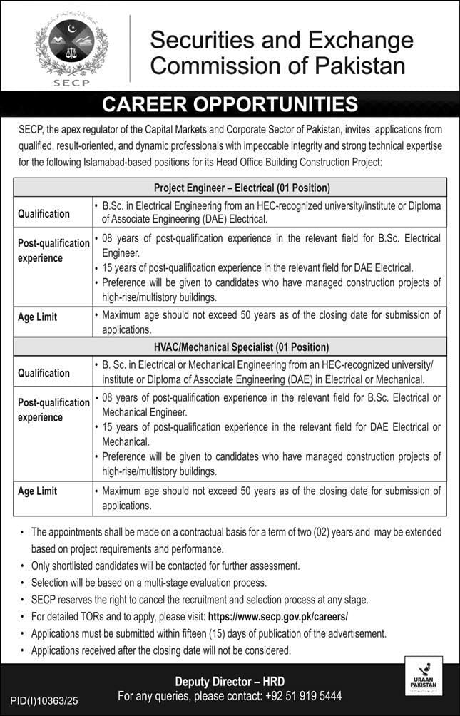 Securities and Exchange Commission of Pakistan Jobs 2026