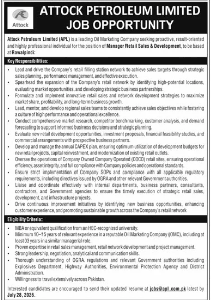 Attock Petroleum Limited Jobs 2026