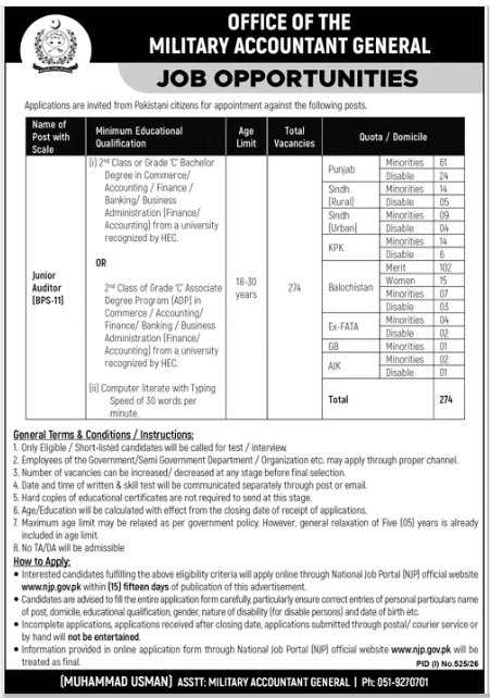 Office of the Military Accountant General Jobs 2026