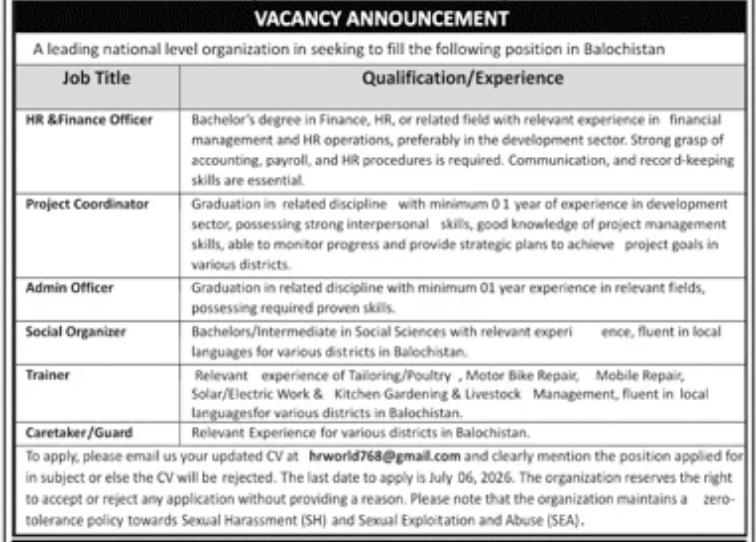 A Leading National Level Organization Jobs 2026