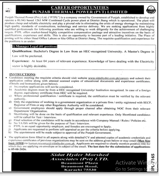 Pakistan Thermal Power Jobs 2026