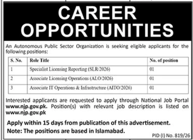 An Autonomous Public Sector Organization Jobs 2026