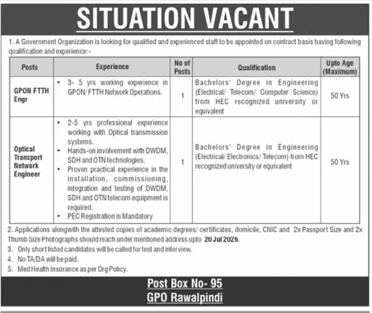 GPO Rawalpindi Jobs 2026