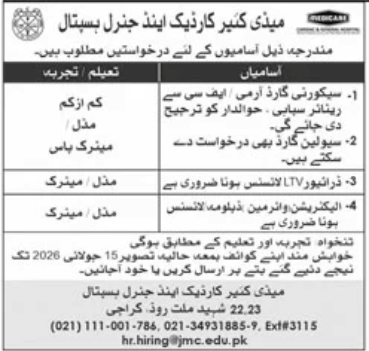 Medi Care Cardiac  and General Hospital Jobs 2026