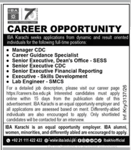 IBA Karachi Jobs 2026