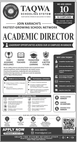 TAQWA Schooling System Jobs 2026