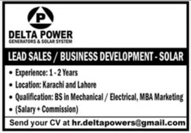 DELTA Power Generators and Solar System Jobs 2026