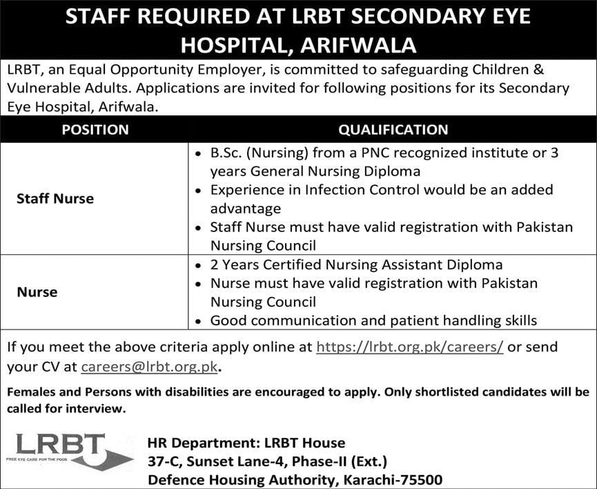 LRBT secondary Eye Hospital Jobs 2026