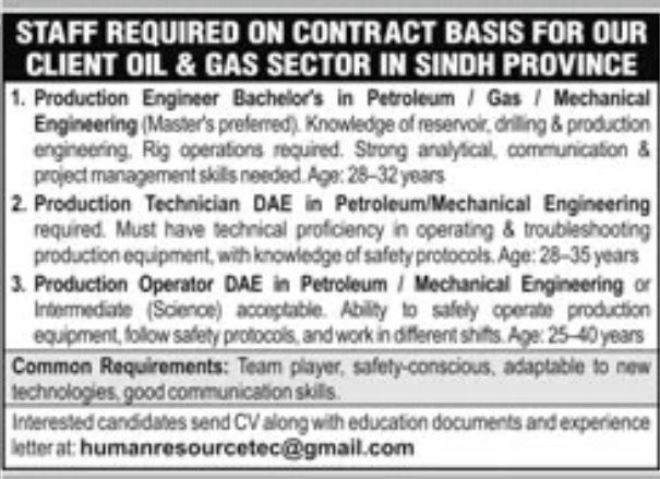 Oil and Gas Sector in Sindh Jobs 2026