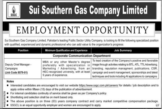 Sui Southern Gas Company Jobs 2026