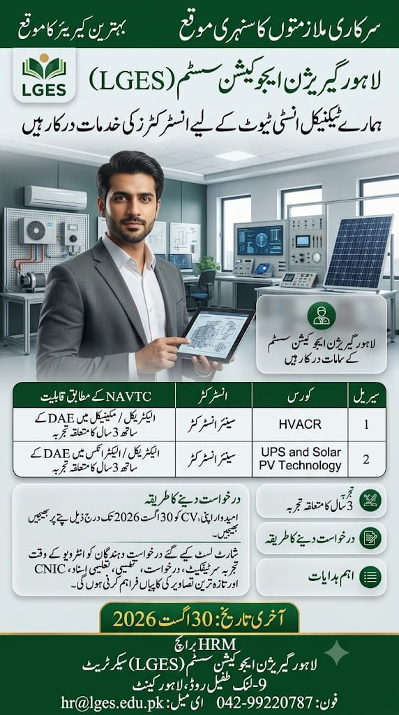 BEST LAHORE GARRISON EDUCATION SYSTEM JOBS 2026