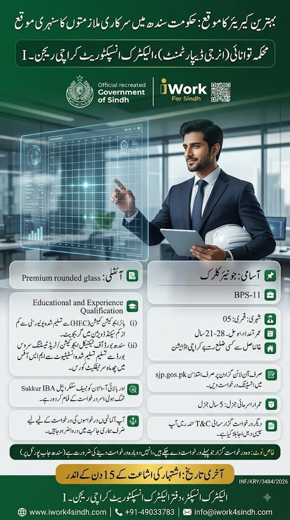 BEST ENERGY DEPARTMENT , ELECTRIC INSPECTORATE KARACHI REGION -I JOBS 2026