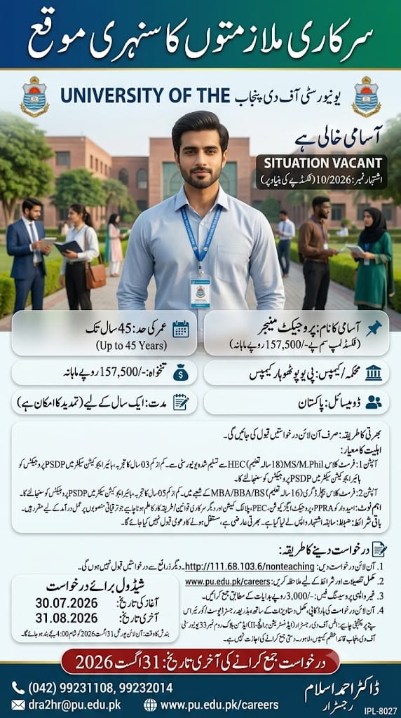 BEST UNIVERSITY OF PUNJAB JOBS 2026