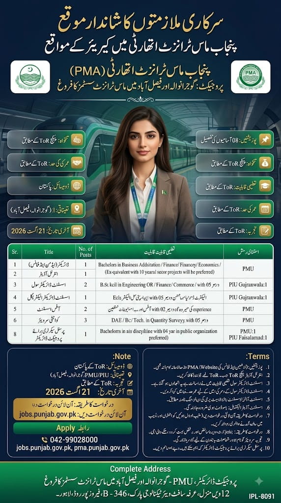Best Punjab Masstransit AuthorityJobs 2026