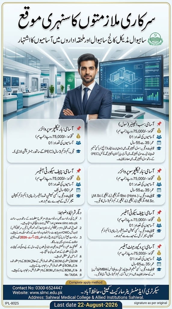 BEST SAHIWAL MEDICAL COLLEGE JOBS 2026