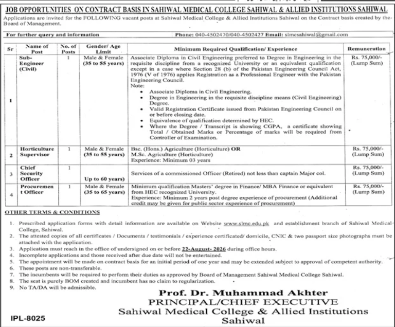 BEST SAHIWAL MEDICAL COLLEGE JOBS 2026