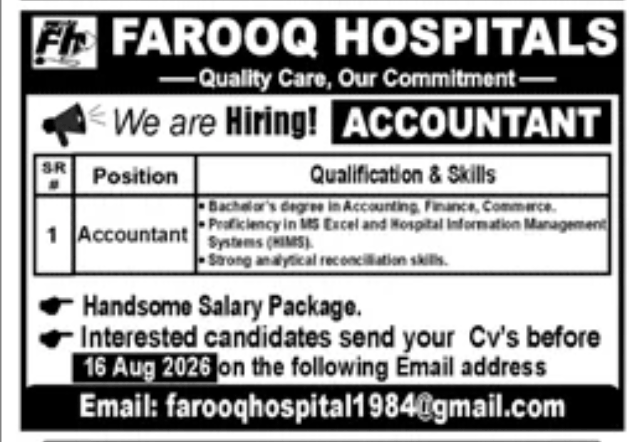 BEST FAROOQ HOSPITALS JOBS 2026