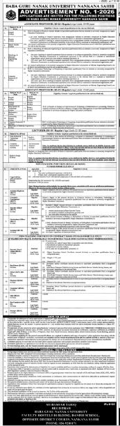 BEST BABA GURU NANAK UNIVERSITY JOBS 2026