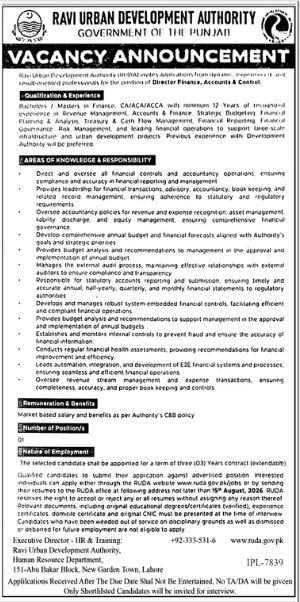 RAVI Urban Development Authority Jobs 2026