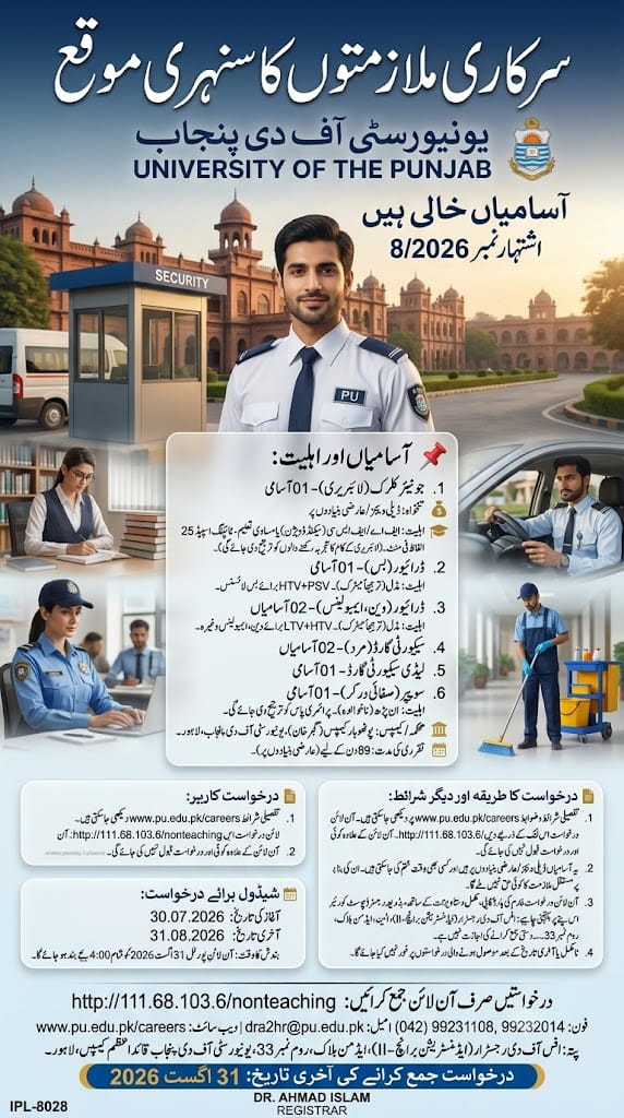 BEST UNIVERSITY OF PUNJAB JOBS 2026
