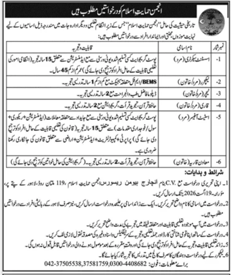 BEST ANJUMAN-E-HIMAYAT-E-ISLAM JOBS 2026