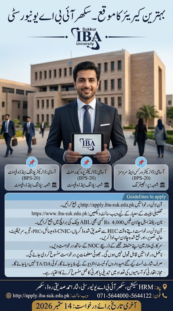 BEST SUKKUR IBA UNIVERSITY JOBS 2026