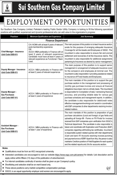 Sui Southern Gas Company Jobs 2026