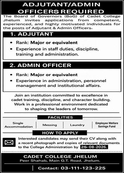 BEST BOARD OF GOVERNANCE OF CADET COLLEGE JOBS 2026