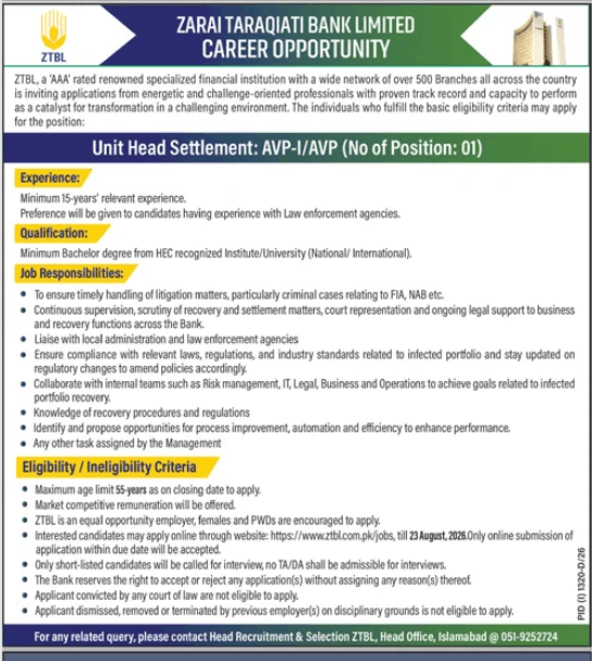 BEST ZTBL JOBS 2026