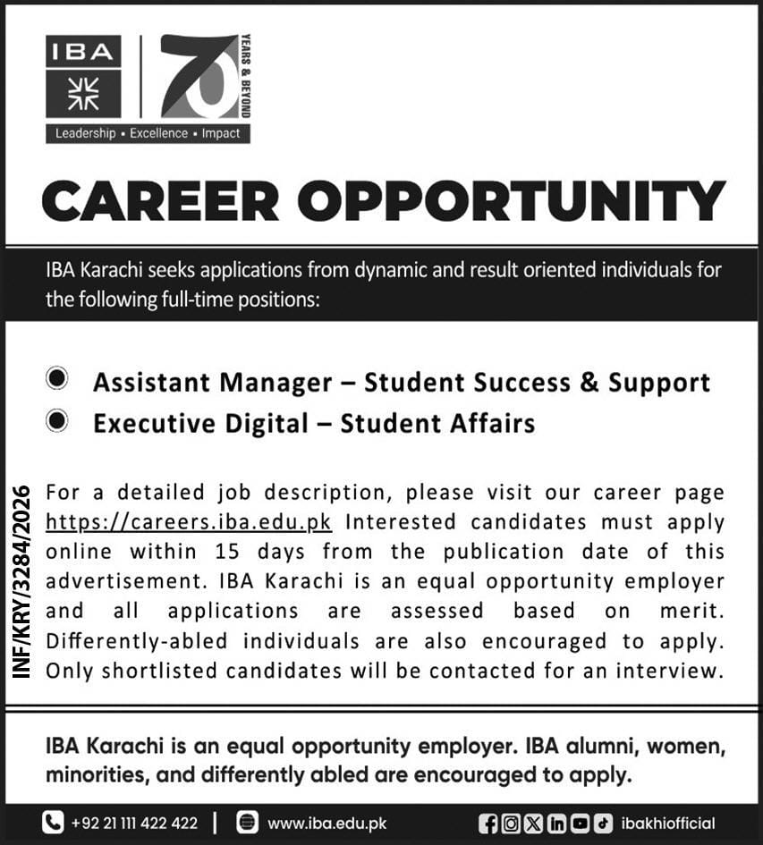 BEST IBA KARACHI JOBS 2026