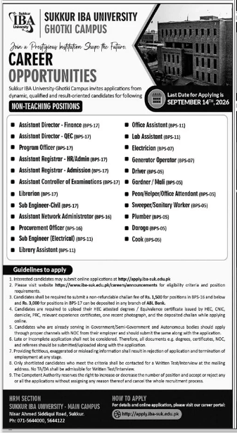 BEST SUKKUR IBA UNIVERSITY JOBS 2026
