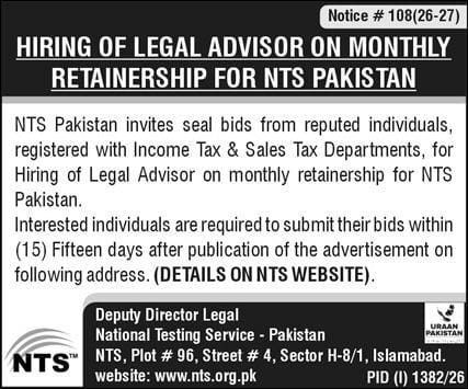 BEST NTS PAKISTAN JOBS 2026