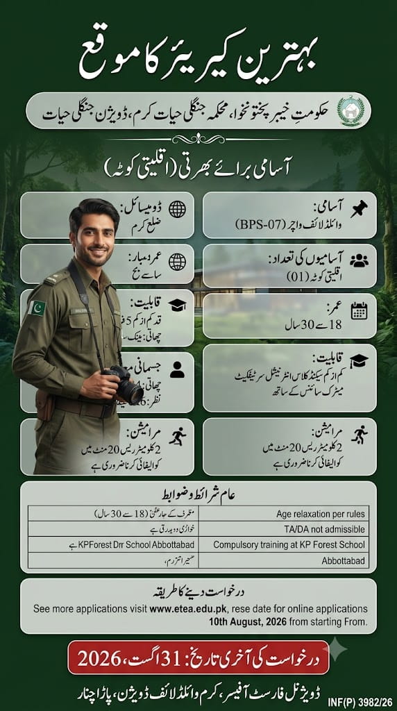 BEST WILDLIFE DEPARTMENT KURRAM JOBS 2026